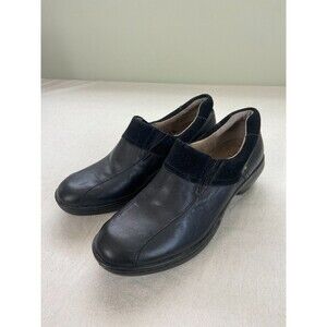 Easy Spirit Escevedo Women's 6 Black Clogs Heels Slip On Comfort Leather Suede